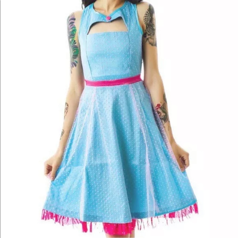 Sourpuss Baby Blue Polka Dot Skater Retro Dress